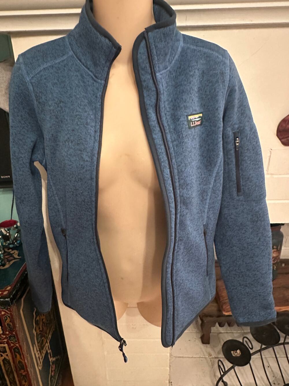 LL BEAN SWEATER FLEECE FULL ZIP JACKET SEABOARD BLUE XS